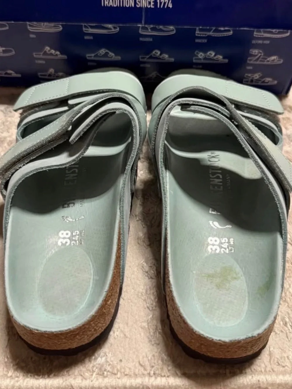 Birkenstock Uji Nubuck Leather sandals surf green size 7